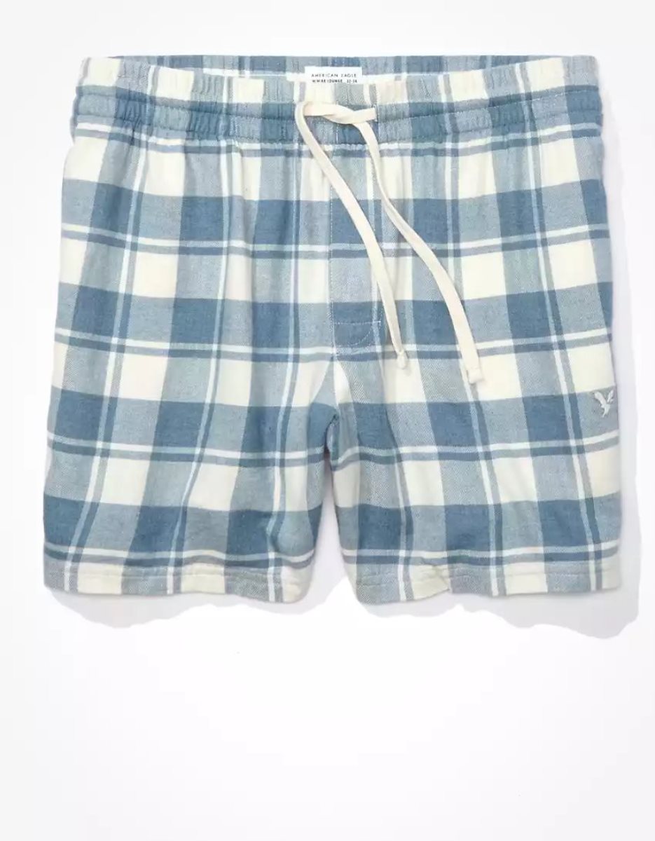 Loungewear American Eagle AE Flannel Shorts Blanche Homme | ZVZ-26801371